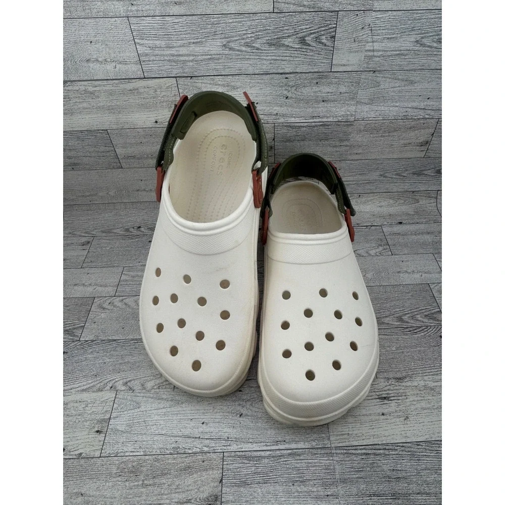 Crocs Classic All-Terrain Clogs Men 10‎ Women 12 Off White Olive Green Burgundy
